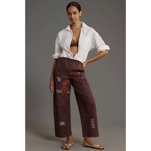 Anthropologie Pants - AnthropologieThe Izzie Relaxed Pull-On Barrel Pants Pilcro Embroidered SP NEW